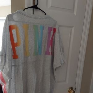 Xxl VS PINK rainbow logo campus tee new